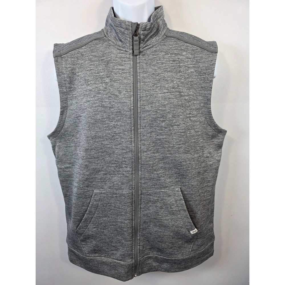 DSG Mens Fleece Full Zip Vest Gray Heather Sleeveless Jacket Large L Pockets/*02